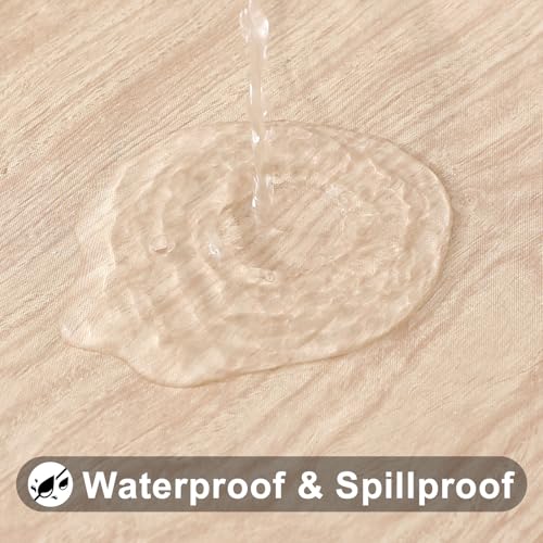 Smiry Waterproof Rectangle Tablecloth, Beige 72" x 30" for 6FT Tables