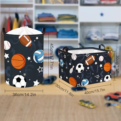 Clastyle Foldable Sports Ball Storage Basket for Boys Nursery Room