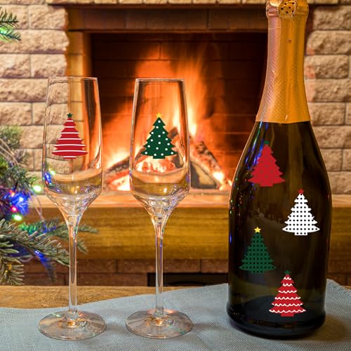 Christmas Tree Style Wine Glass Charms - 192 Pcs Holiday Drink Markers
