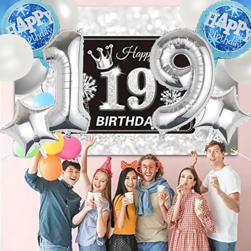 12th Birthday Decorations - 25 Pcs Silver Balloons Set