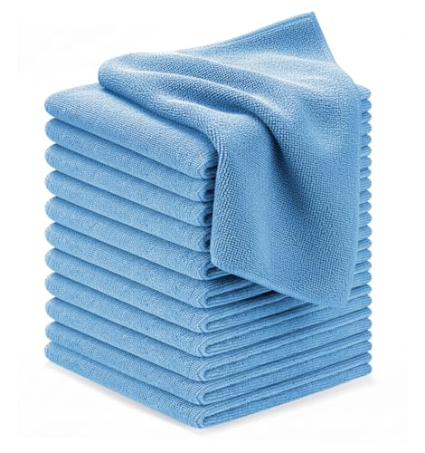 Avalon Towels Microfiber Cleaning Cloths - Pack of 12, 12x12 Inches, Lint-Free & Highly Absorbent