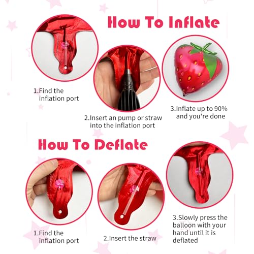 60-Inch Strawberry Foil Balloons - 2 Pack for Summer Parties