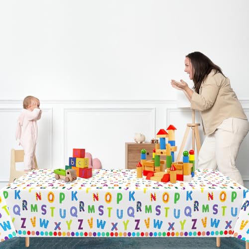 3-Pack ABC Alphabet Tablecloths - 54x108 Inch Educational Party Covers