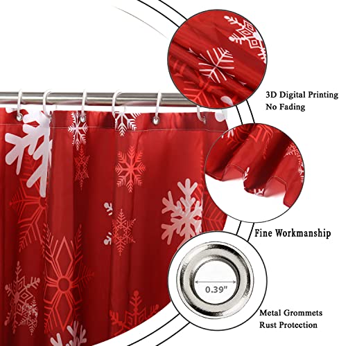 Christmas Snowflake Shower Curtain - Waterproof & Machine Washable, 72"x72"