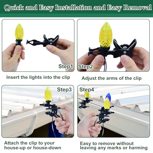 Black 90PCS Christmas Light Clips - Universal Outdoor Gutter & Shingle Hooks
