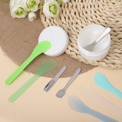 10 Pcs Cosmetic Spatula Set - Reusable Plastic & Metal Makeup Scoops