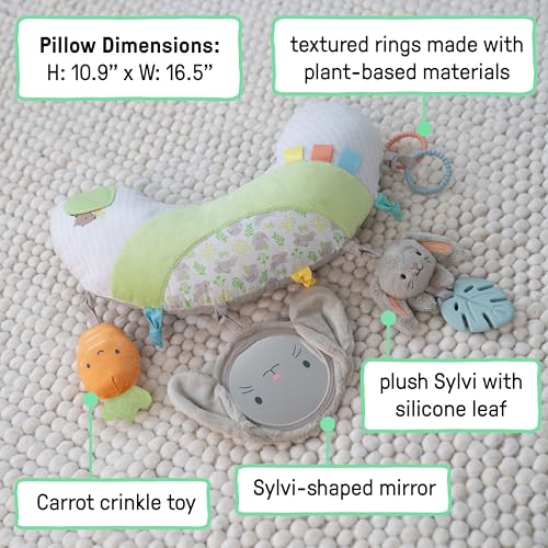 Ingenuity Cozy Prop Sylvi Tummy Time Pillow?, Multi-Sensory, 4 Removable Toys, 0+M - Plush Bunny