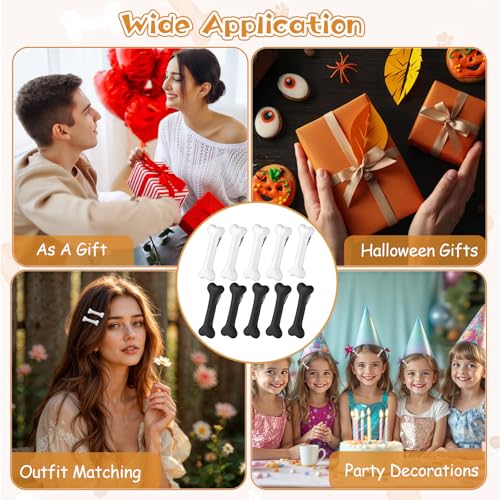 YUXMU 10Pcs Bone Hair Clips White Resin Hairpins Non-Slip Halloween Costumes