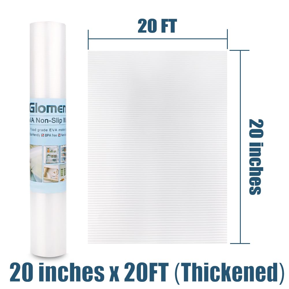 Shelf Liner, Non-Slip Cabinet Liner, Washable Oil-Proof for Kitchen Cabinet, Shelves, Refrigerator, Storage, Desks, 20 Inches x 20 FT, Non Adhesive Drawers Liner… (20 Inches x 20 FT, Thickened)