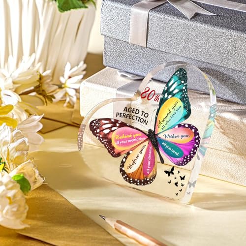 80th Birthday Gift for Women - Acrylic Heart Ornament Keepsake