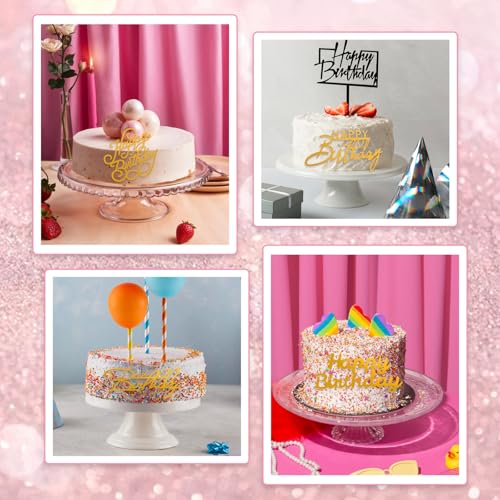 Gold Happy Birthday Cake Topper Set - 6 Styles Acrylic Decor
