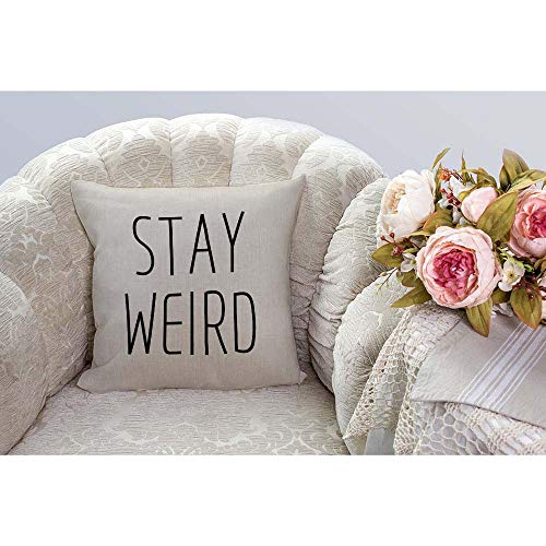 Funny Stay Weird Square Throw Pillow Cover 18x18 Inches Home Decor