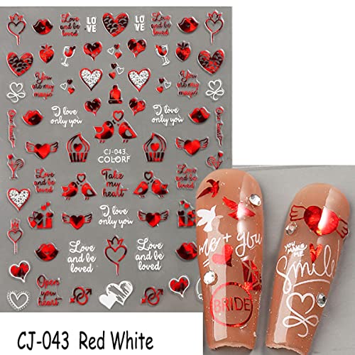 KASUWA Valentine's Day 3D Self-Adhesive Nail Art Stickers Decals