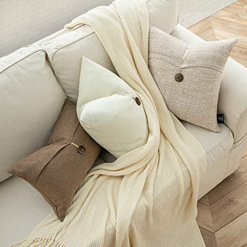 Farmhouse Throw Pillow Covers - Set of 2 Vintage Linen 18x18