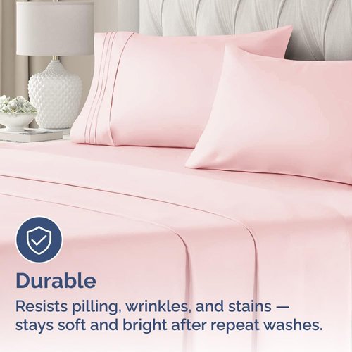 King Pillow Cases by [Brand Name] - Ultra Soft Hotel Quality Covers | Wrinkle-Free & Fade Resistant - 4 Piece Set in Baby Pink