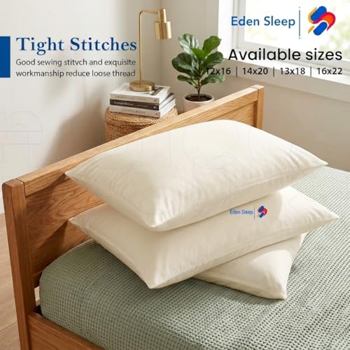 Eden Sleep Toddler Travel Pillowcases 2-Pack 14x20 Inch Cotton Ivory Zipper Covers
