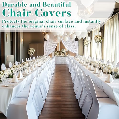 MAQIHAN White Spandex Folding Chair Covers 3PCS - Elastic Wedding & Event Seat Protectors
