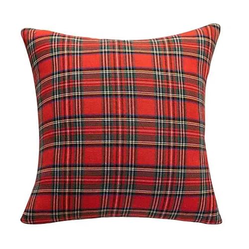 Pack of 2 Plaid Throw Pillow Covers - 17" Decorative Cushion Case