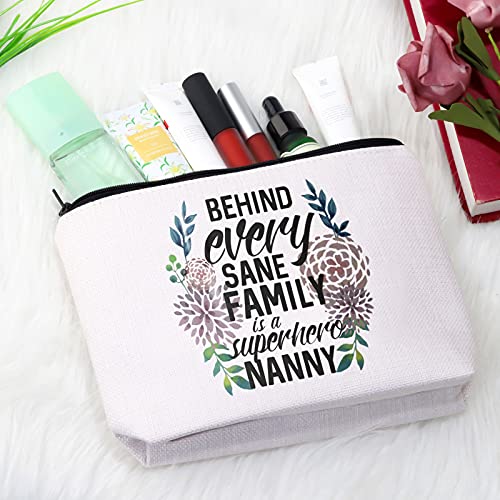 GJTIM Nanny Appreciation Gift Canvas Makeup Bag - Super Hero Nanny