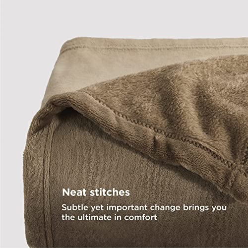 Bedsure Camel Fleece Throw Blanket 50x60 inches - Soft Lightweight Plush for Couch & Bed