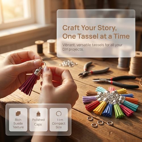 Youbay Leather Tassel Keychain Charm Set - 50 Pieces in 25 Colors