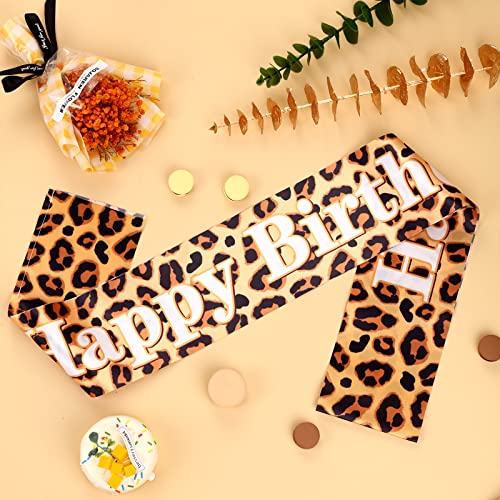 Leopard Birthday Sash for Women - Adjustable Bachelorette Accessory