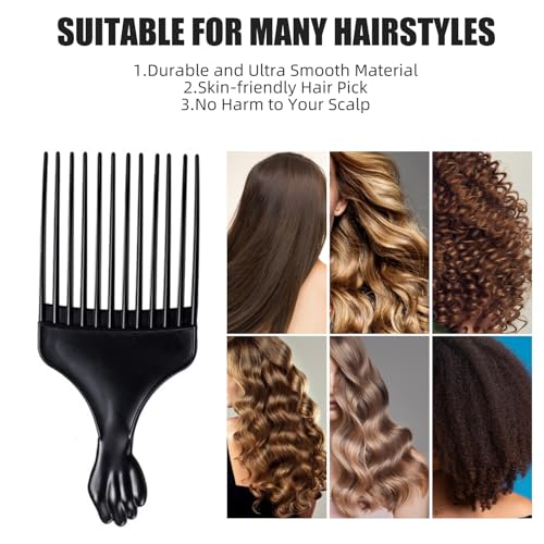 Soft 'N Style Black Afro Hair Pick Comb - 7 Inch Plastic Styling Tool