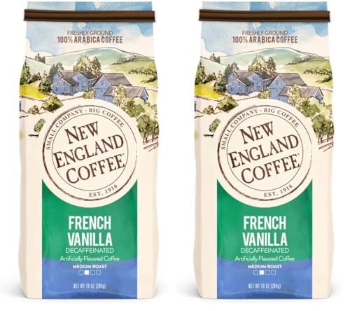 New England Coffee French Vanilla Decaf Medium Roast, 10oz Bag (Pack of 2)