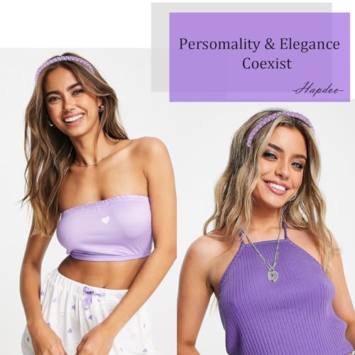 Hapdoo Purple Pearl Headband for Women and Girls - Beaded Hair Hoop