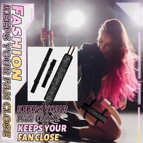Black Bling Rave Fan Holster with Belt Holder for Festivals