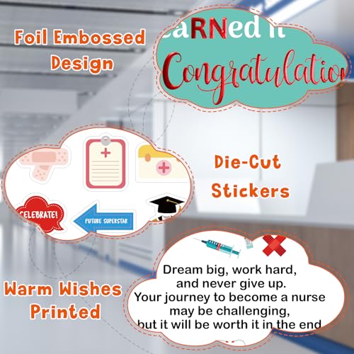 Elegant Nurse Graduation Card with Envelope & Stickers - 5x7