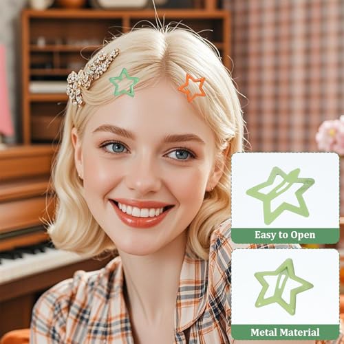 50 Pcs Star Hair Clips Metal Snap Barrettes Non-Slip Hair Accessories