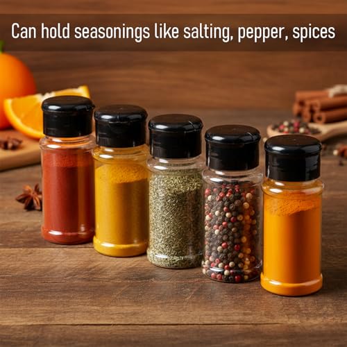 TIESOME 6 Pcs Clear Plastic Spice Jars with Shaker Lids, 3 oz Containers