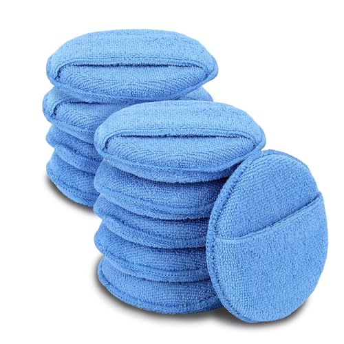 Blue 10-Pack 5-Inch Microfiber Car Wax Applicator Pads for Polishing & Cleaning