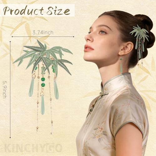 KINCHYGO Leaf Tassel Hair Clips 2 Pack Wedding Hairpin Headpiece