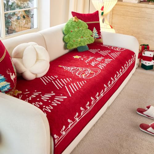 Christmas Couch Cover for Pets - Washable Sofa Protector for Dogs & Cats, 35x83 Inches, Red - Variation 1PCS 35"x83"