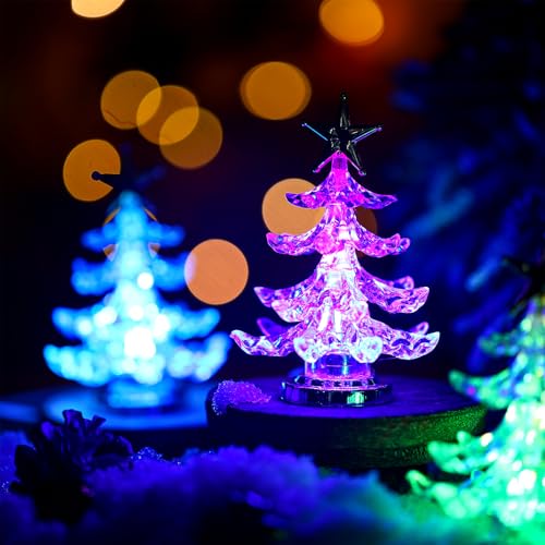 Glooglitter 8 Pcs LED Christmas Table Tree Lights - USB Decor, Multicolor