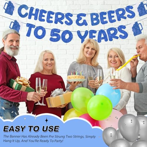 Cheers & Beers to 50 Years Banner - 50th Birthday Party Decor