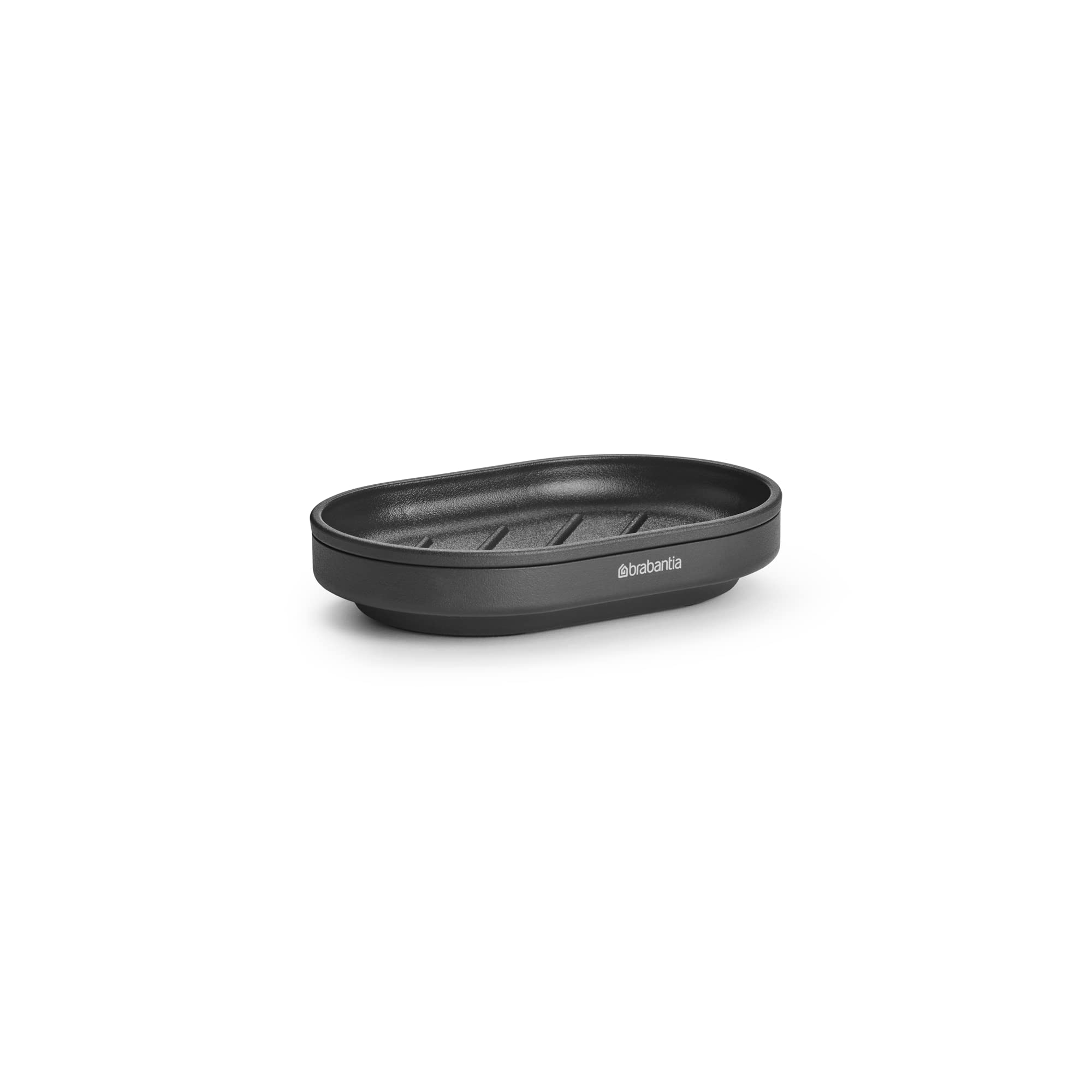 Brabantia Mindset Soap Dish (Mineral Infinite Gray) Anti-Rust Metal, Non-Slip Basin Soap Tray Holder for Bathroom, Shower, Kitchen Sink