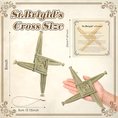 St. Brigid's Wall Cross Decor - Irish Blessing Gift with History Card (8 in, Green)