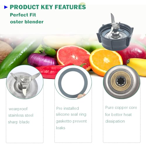 2 Pack Oster Blender Replacement Ice Crusher Blades & Gasket Set