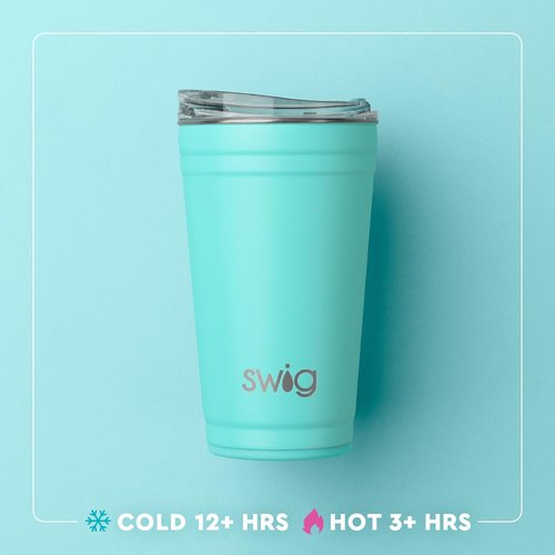 Swig Life 24oz Party Cup, Stackable Insulated Travel Coffee Tumbler with EZ Slider Lid, Cup Holder Friendly, Stainless Steel 24 oz Tumbler, Reusable Coffee Mug (Pixie)