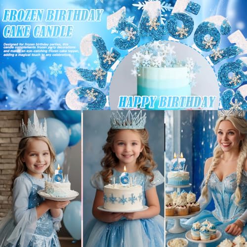 Fro*Zen 8th Birthday Cake Candle - Snow-Themed Party Decoration