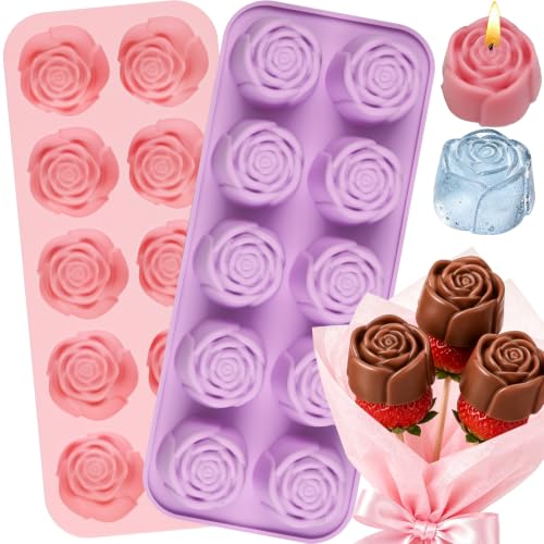 Rose Silicone Candy Mold - 20 Cavity Chocolate Molds (2 Pack)