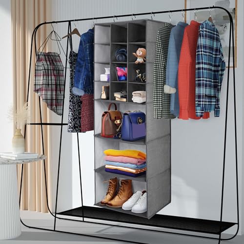Libeder Grey Hanging Shoe Organizer with 15 Shelves - Space Saving Storage