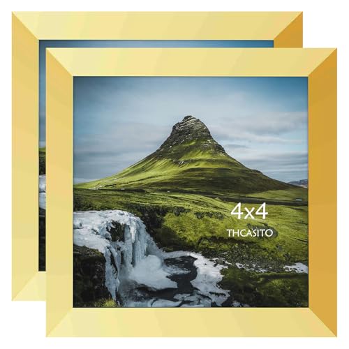 THCASITO Gold 4x4 Square Photo Frames Set of 2 - Wall & Desk Decor