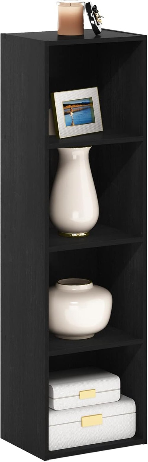 Furinno PASIR 4-Tier Modern Bookshelf - Easy Assembly Open Shelves Bookcase in Blackwood | Ideal for Living Room, Bedroom, Home Office