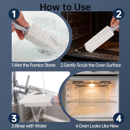 Pumice Stone Cleaning Stick for Oven, Grill, and Stove - 3 Pack with Handle