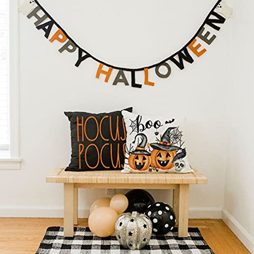 PANDICORN Halloween Throw Pillow Covers 18x18, Set of 4 Spooky Farmhouse