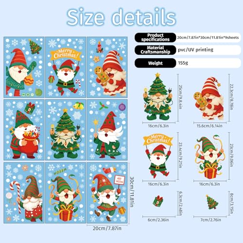 Christmas Elf Window Clings Reusable Static Glass Decals